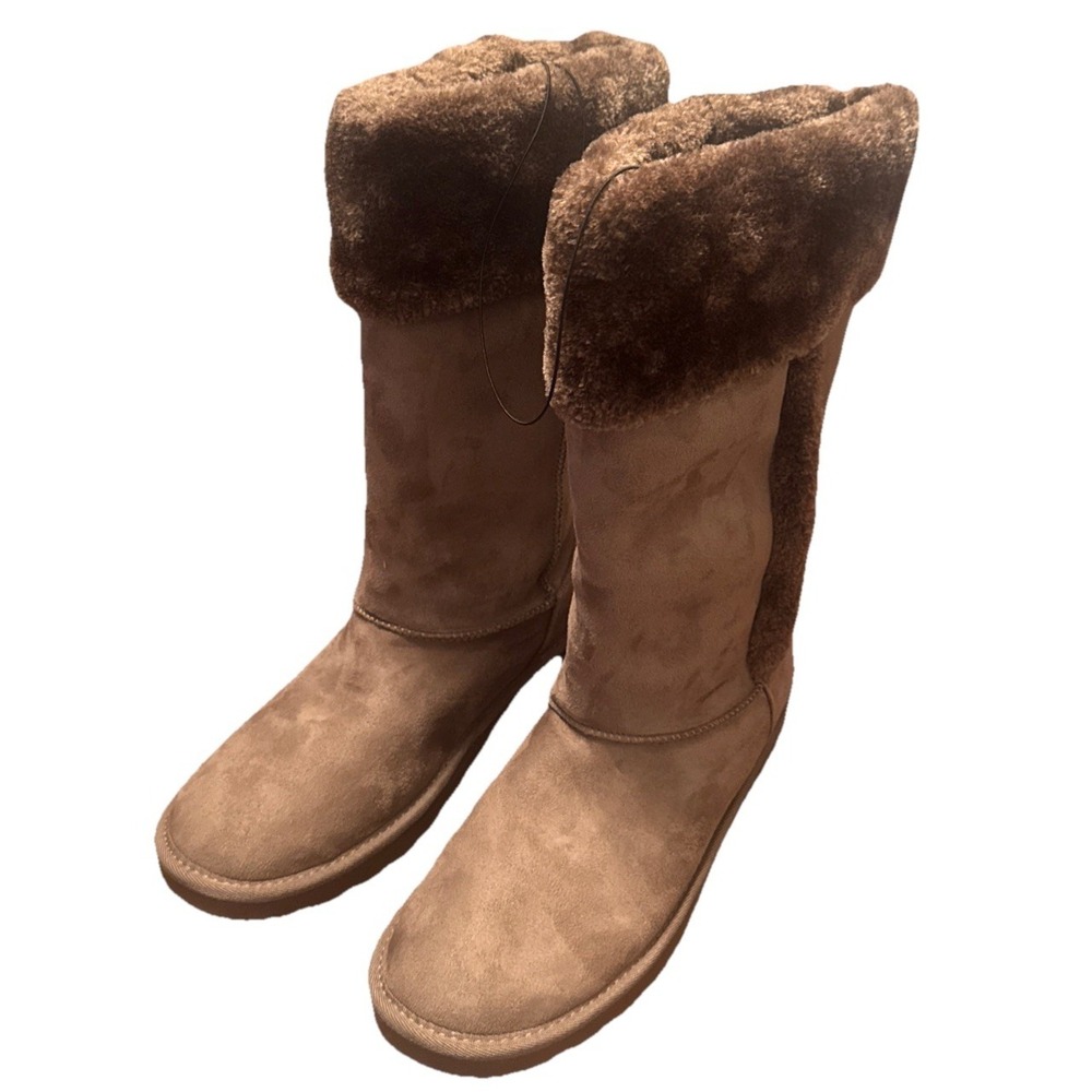 NWT Arizona Jean Co Womens Boots Size 10M Truffle Faux Suede Fleece Lined